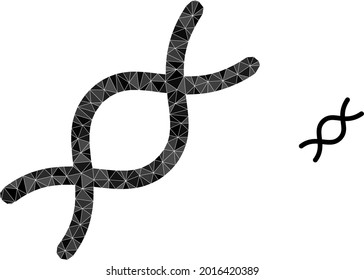 Dreiecksgenom spiralförmige polygonale Icon-Illustration. Genome Spiral Low-Poly-Symbol ist gefüllt mit Dreiecken. Flaches geometrisches Maschensymbol auf Basis des Genom-Spiralsymbol.