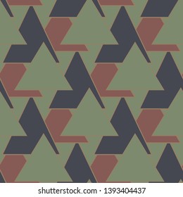 Triangle geo print, retro surface triangles pattern seamless. Earthtone Abstract vector minimalism background. Colored cover ethnic. Geometric boho design. African simple motif. Geo repeat. 
