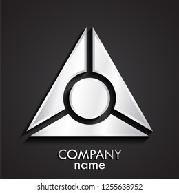 triangle geometric 3d silver metal logo