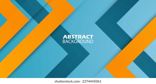 Triangle geometric abstract background blue and orange stripes arrows concept. Bright colorful design banner. Eps10 vector