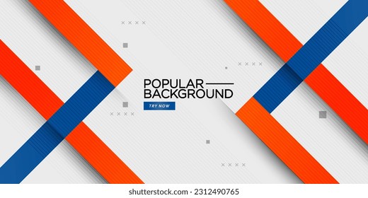 Triángulo de fondo abstracto geométrico con el concepto de flechas de rayas azul y naranja brillante. Pancarta blanca y colorida. Vector Eps10