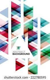 Fondo abstracto geométrico triangular, diseño comercial o tecnológico colorido sobre blanco con texto de muestra