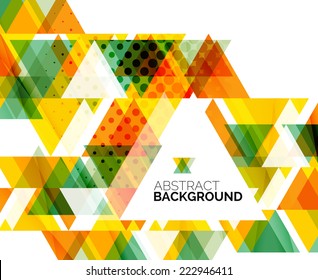 Triangle geometric abstract background, colorful business or technology design on white with sample text 
