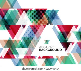 Triangle geometric abstract background, colorful business or technology design on white with sample text 