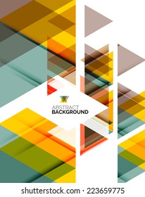 Fondo abstracto geométrico triangular, diseño comercial o tecnológico colorido sobre blanco con texto de muestra