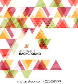 Triangle geometric abstract background, colorful business or technology design on white with sample text