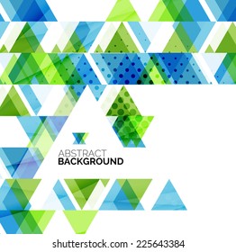Triangle geometric abstract background, colorful business or technology design on white with sample text