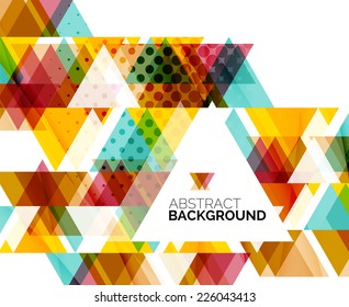 Triangle geometric abstract background, colorful business or technology design on white with sample text