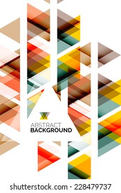 Triangle geometric abstract background, colorful business or technology design on white with sample text