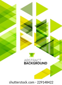 Triangle geometric abstract background, colorful business or technology design on white with sample text