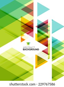 Triangle geometric abstract background, colorful business or technology design on white with sample text