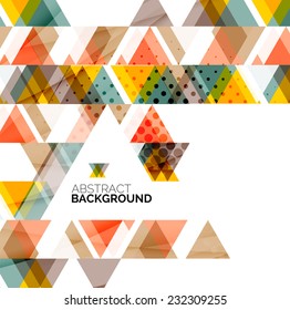 Triangle geometric abstract background, colorful business or technology design on white with sample text