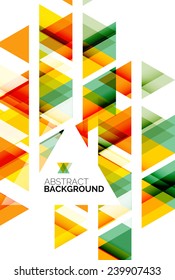 Triangle geometric abstract background, colorful business or technology design on white with sample text