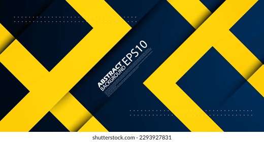 Triangle geometric abstract background dark blue with yellow stripes and arrows concept.Bright purple banner.Eps10 vector