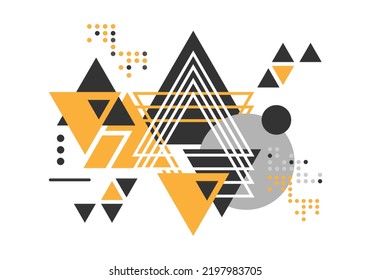 Triangle geometric abstract graphic background, Dynamic geometric shapes compositions, Flat and clean style, Applicable for any graphic works.