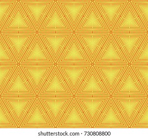 Triangle geometric background. Seamless pattern in orange color. Vector texture. Modern design.