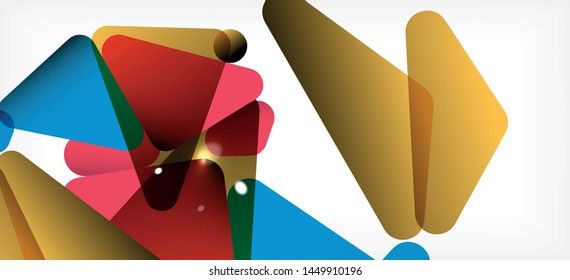 Triangle geometric background in trendy style on light background. Retro vector illustration. Colorful bright. Trendy modern style. Vector business illustration. Geometric template.