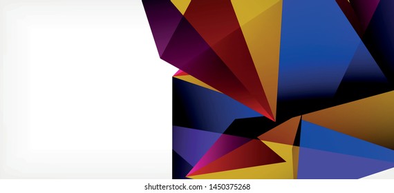 Triangle geometric background in trendy style on light background. Retro vector illustration. Colorful bright. Trendy modern style. Vector business illustration. Geometric template.