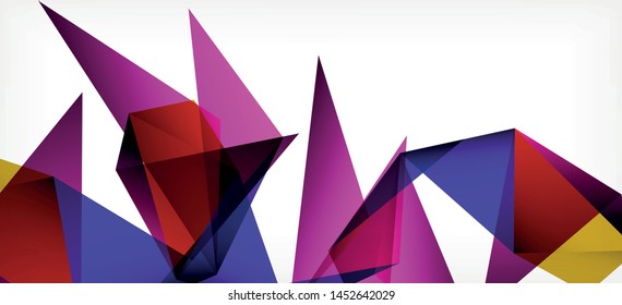 Triangle geometric background in trendy style on light background. Retro vector illustration. Colorful bright. Trendy modern style. Vector business illustration. Geometric template.