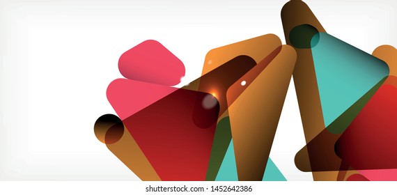 Triangle geometric background in trendy style on light background. Retro vector illustration. Colorful bright. Trendy modern style. Vector business illustration. Geometric template.