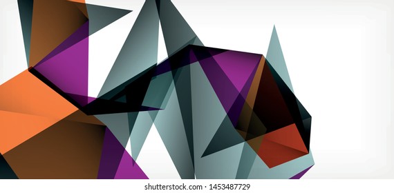 Triangle geometric background in trendy style on light background. Retro vector illustration. Colorful bright. Trendy modern style. Vector business illustration. Geometric template.