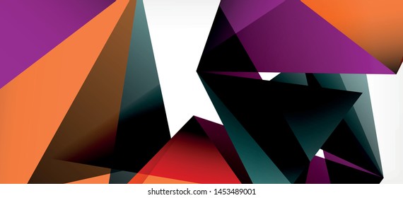 Fundo geométrico triângulo em estilo moderno no fundo claro. Ilustração de vetor retrô. Colorido brilhante. Estilo moderno na moda. Ilustração de negócios de vetor. Modelo geométrico.