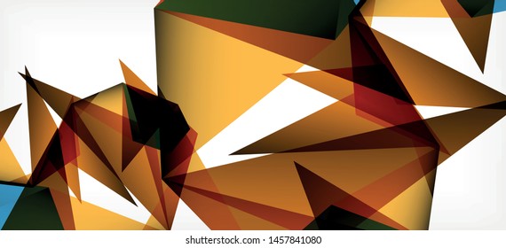 Triangle geometric background in trendy style on light background. Retro vector illustration. Colorful bright. Trendy modern style. Vector business illustration. Geometric template.