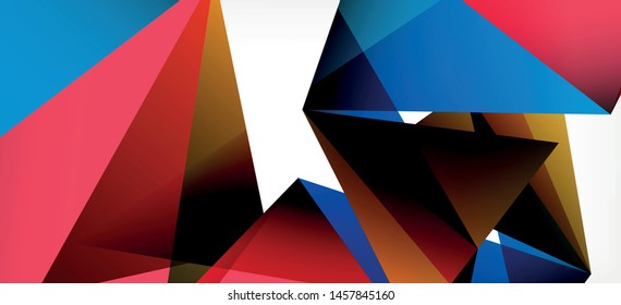 Triangle geometric background in trendy style on light background. Retro vector illustration. Colorful bright. Trendy modern style. Vector business illustration. Geometric template.