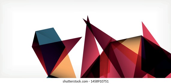 Triangle geometric background in trendy style on light background. Retro vector illustration. Colorful bright. Trendy modern style. Vector business illustration. Geometric template.
