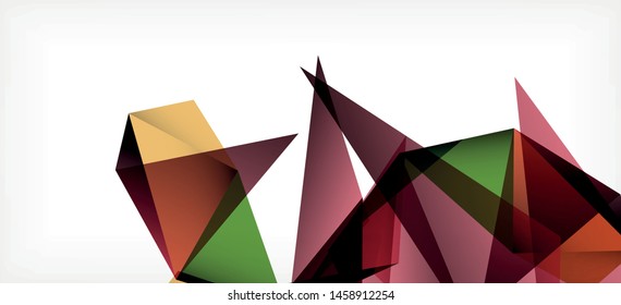 Triangle geometric background in trendy style on light background. Retro vector illustration. Colorful bright. Trendy modern style. Vector business illustration. Geometric template.