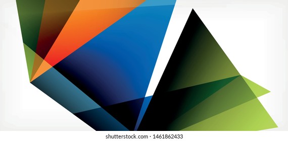 Dreieckiger geometrischer Hintergrund im trendigen Stil auf hellem Hintergrund. Retro, Vektorgrafik. Farbenfroh. Moderner Stil. Vektorgrafik für Geschäftsaktivitäten. Geometrische Vorlage.