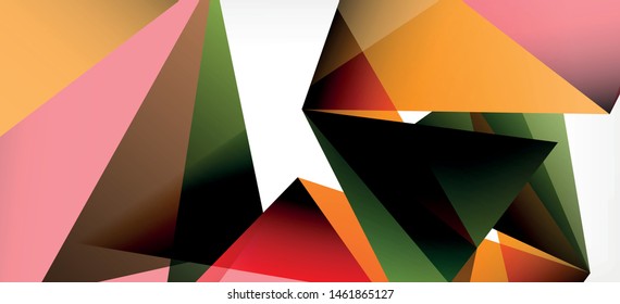 Fondo geométrico triangular de estilo moderno sobre fondo claro. Ilustración vectorial retro. Brillante y colorido. Moderna y de diseño. Ilustración empresarial de vectores. Plantilla geométrica.