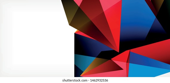Triangle geometric background in trendy style on light background. Retro vector illustration. Colorful bright. Trendy modern style. Vector business illustration. Geometric template.