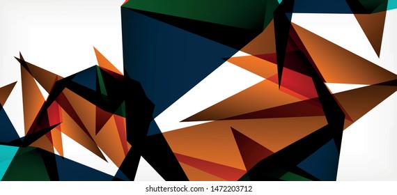 Fondo geométrico triangular de estilo moderno sobre fondo claro. Ilustración vectorial retro. Brillante y colorido. Moderna y de diseño. Ilustración empresarial de vectores. Plantilla geométrica.