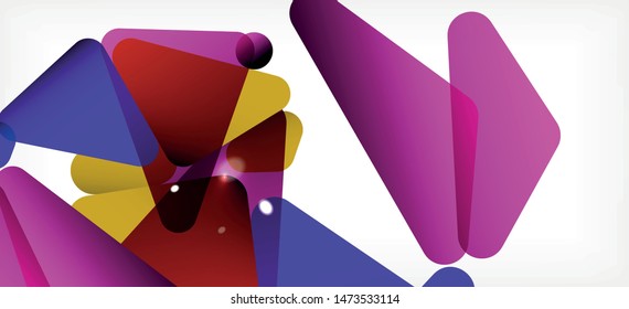 Triangle geometric background in trendy style on light background. Retro vector illustration. Colorful bright. Trendy modern style. Vector business illustration. Geometric template.