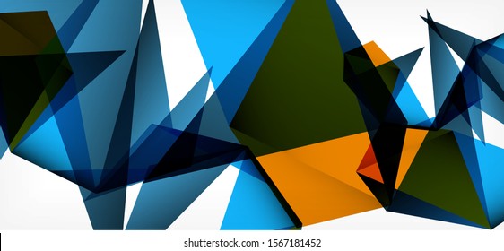 Triangle geometric background in trendy style on light background. Retro vector illustration. Colorful bright. Trendy modern style. Vector business illustration. Geometric template.
