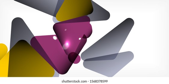 Triangle geometric background in trendy style on light background. Retro vector illustration. Colorful bright. Trendy modern style. Vector business illustration. Geometric template.