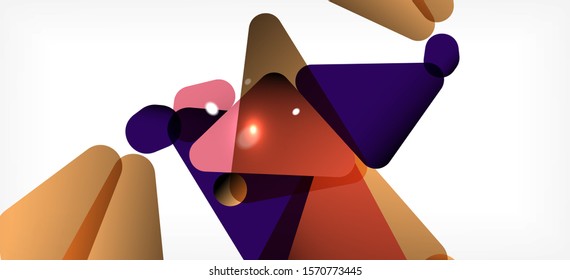 Triangle geometric background in trendy style on light background. Retro vector illustration. Colorful bright. Trendy modern style. Vector business illustration. Geometric template.