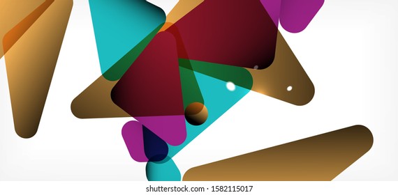 Triangle geometric background in trendy style on light background. Retro vector illustration. Colorful bright. Trendy modern style. Vector business illustration. Geometric template.