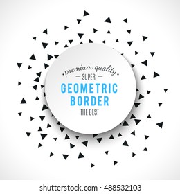 Triangle geometric background. Vector illustration for modern abstract design. Trendy decoration pattern template. Explosion burst bang confetti. Black white color. Brochure poster texture template