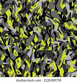 Triangle geometric camouflage texture seamless pattern. Abstract modern military endless background for fabric and fashion textile print. Vector illustration.