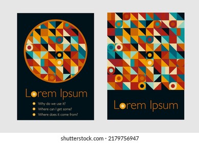 Triangle geometric color square cover template. Modern dark abstract  crystal vector background for flyer, poster, invitation, cover design.