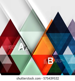 Banner de infografía geométrica de triángulo. Fondo de plantilla de vector para diseño de flujo de trabajo, diagrama, opciones de número o diseño web