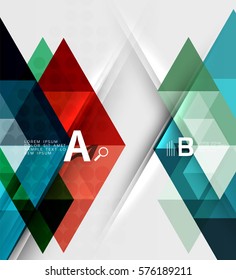 Triangle geometric infographic banner. Vector template background for workflow layout, diagram, number options or web design
