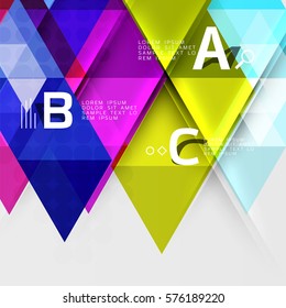 Triangle geometric infographic banner. Vector template background for workflow layout, diagram, number options or web design