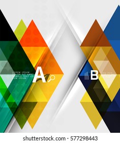 Triangle geometric infographic banner. Vector template background for workflow layout, diagram, number options or web design