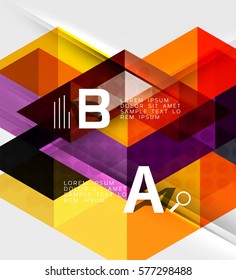 Banner de infografía geométrica de triángulo. Fondo de plantilla de vector para diseño de flujo de trabajo, diagrama, opciones de número o diseño web
