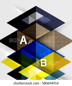 Dreieck geometrisches Infografikbanner. Vektorvorlagenhintergrund für das Workflowlayout, -diagramm, -nummeroptionen oder Webdesign