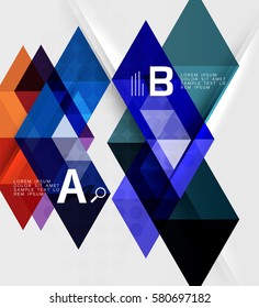 Triangle geometric infographic banner. Vector template background for workflow layout, diagram, number options or web design
