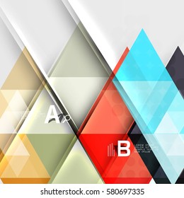 Triangle geometric infographic banner. Vector template background for workflow layout, diagram, number options or web design